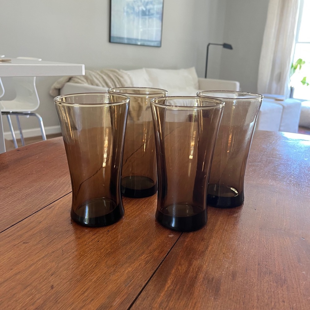 Anchor Hocking‎ Linden Tall Drinking Glasses Smokey Brown